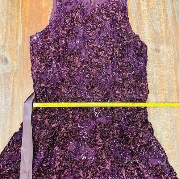 Tahari Deep Purple Lace Prom Dress - Picture 8 of 10